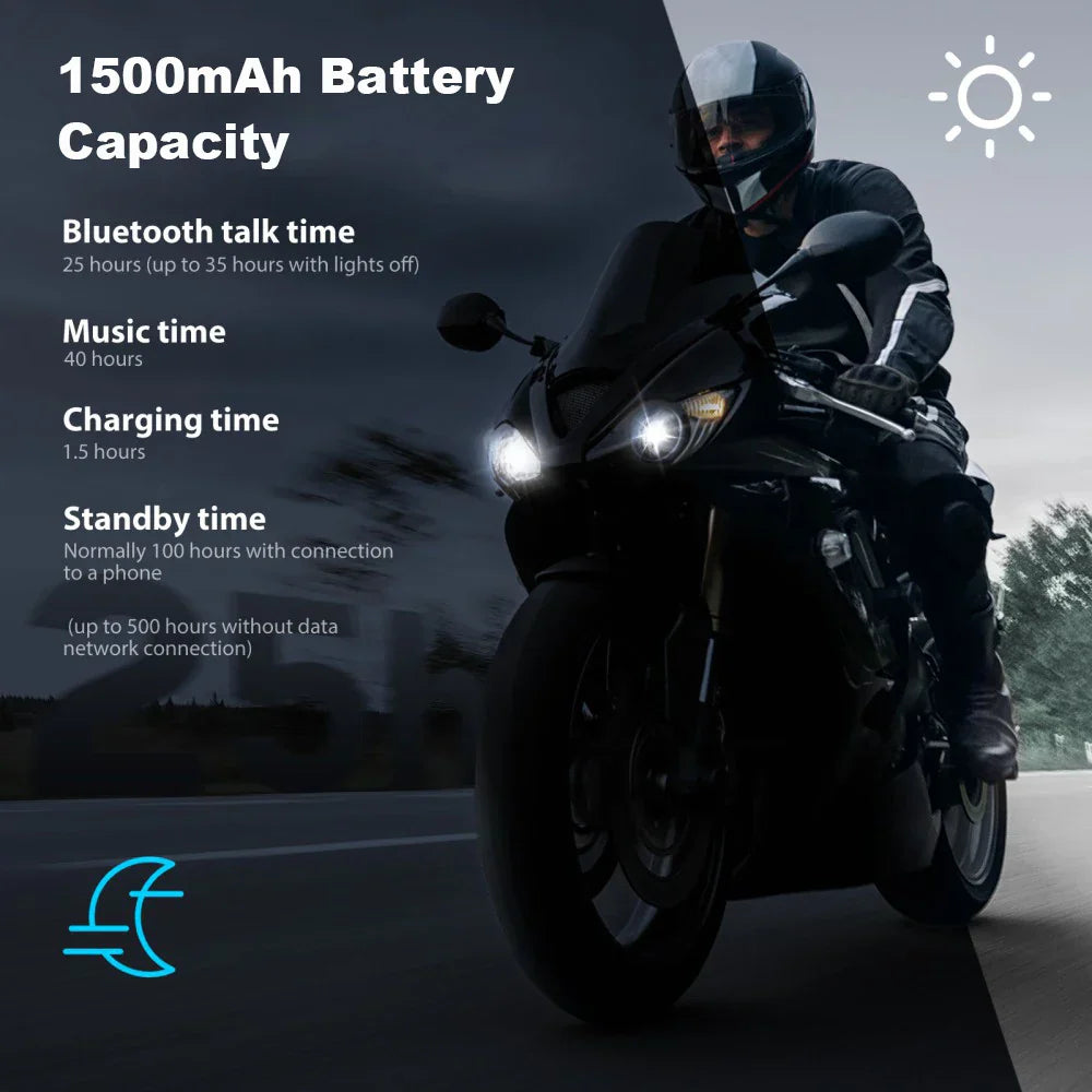 Bluetooth-Motorrad-Intercom 10 Fahrer & IP67 wasserdicht – RideSync