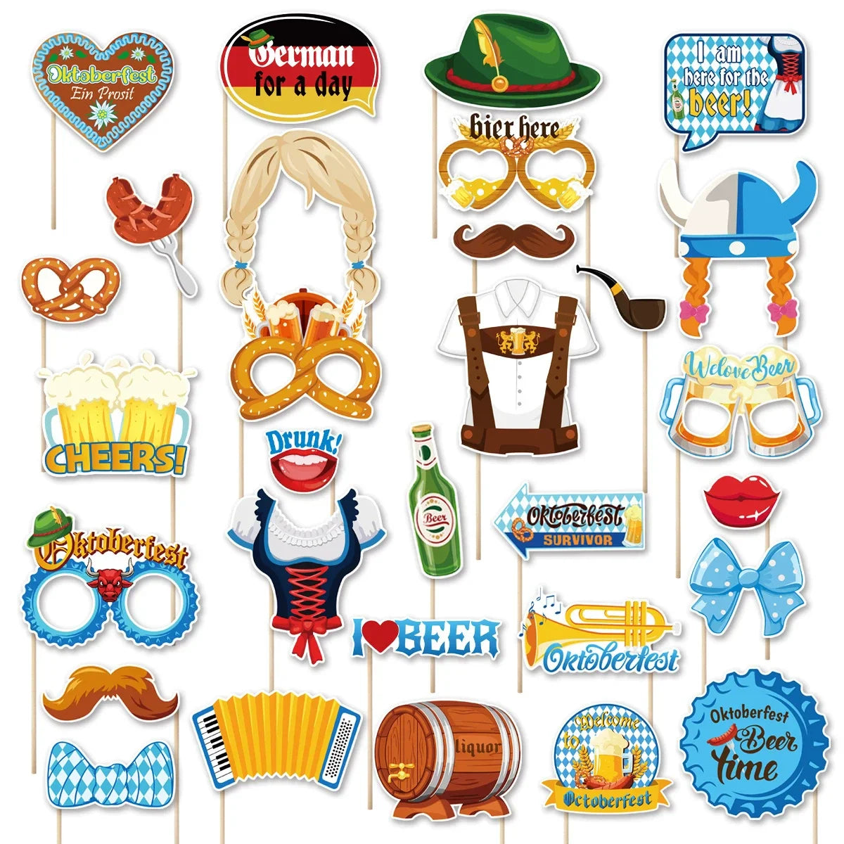 Foto-Requisiten Set im Oktoberfest-Design (30-teilig)- 1+1 Gratis – GaudiSpaß Oktoberfest 2026