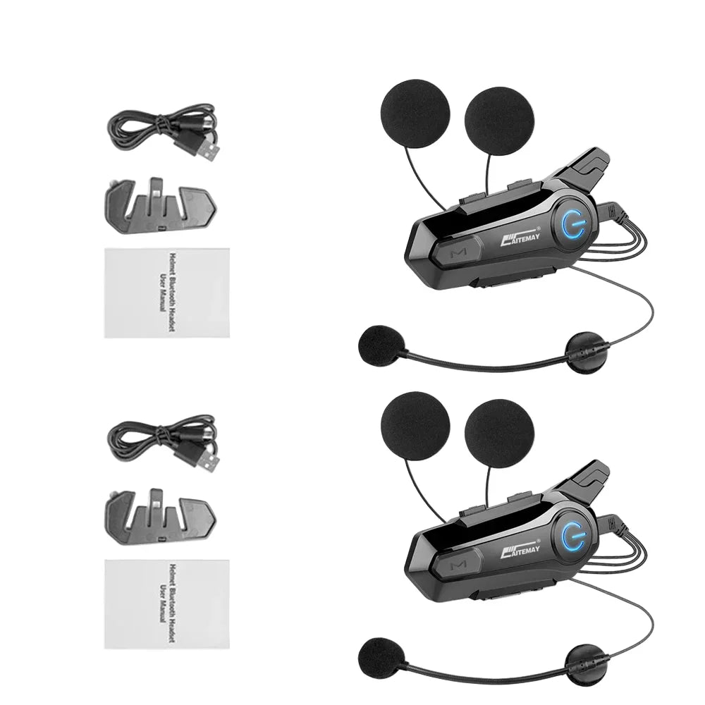 Bluetooth-Motorradhelm-Intercom-Headset mit 1000 m Reichweite & IPX6 wasserdicht – RoadComm