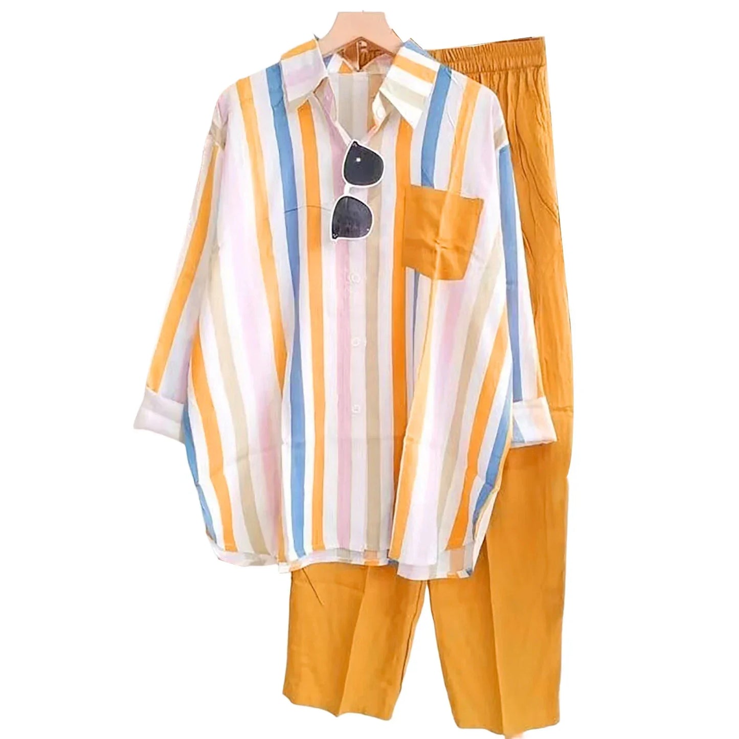 Zweiteiliges Herbst-Set aus Leinen Kuscheliges Shirt & Weite Hose - Zayenne