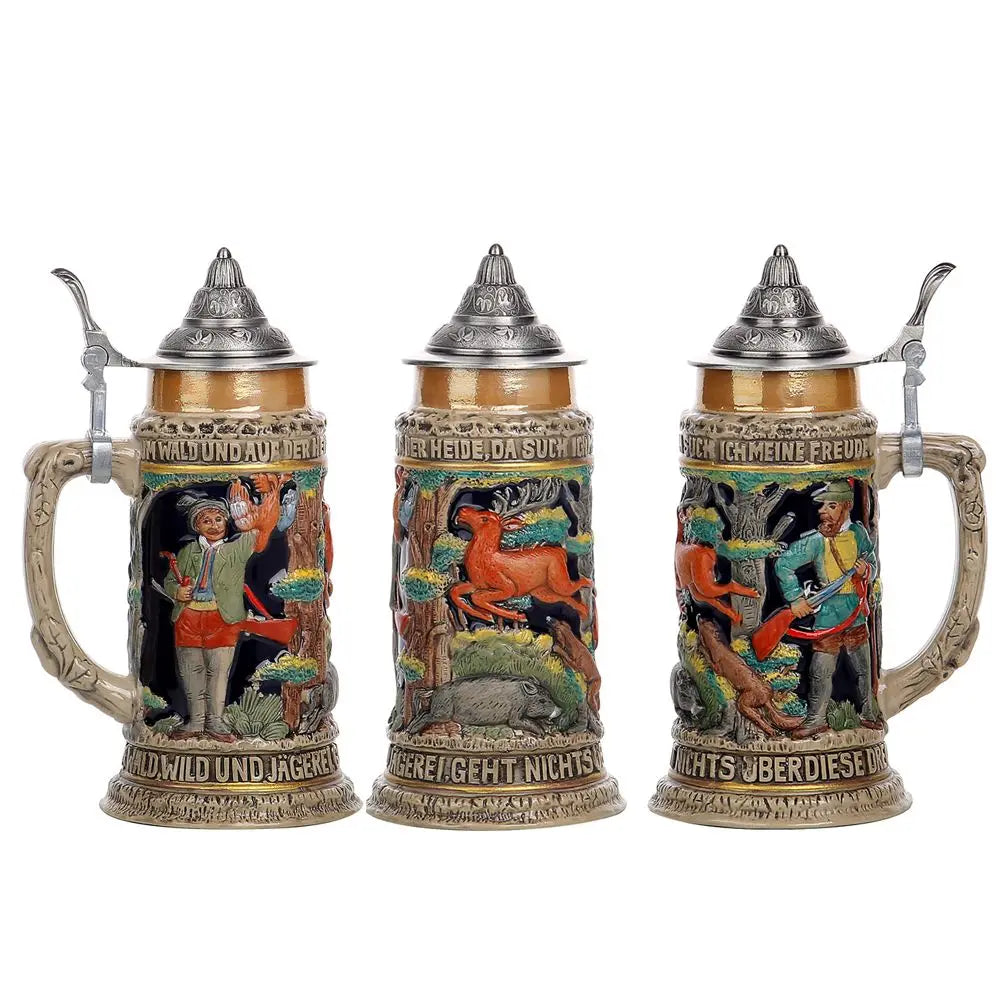 Bierkrug mit Relief & Zinndeckel (0,8 L) – BavariaKrug Oktoberfest 2026