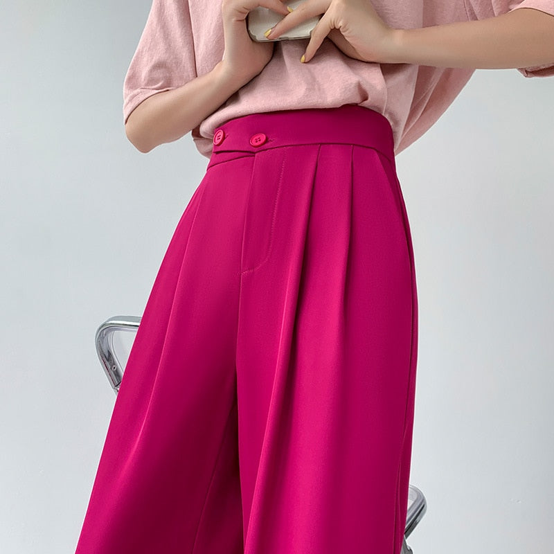 High-Waist Casual Damen Hose mit weitem Bein – Emilia Herbstedition