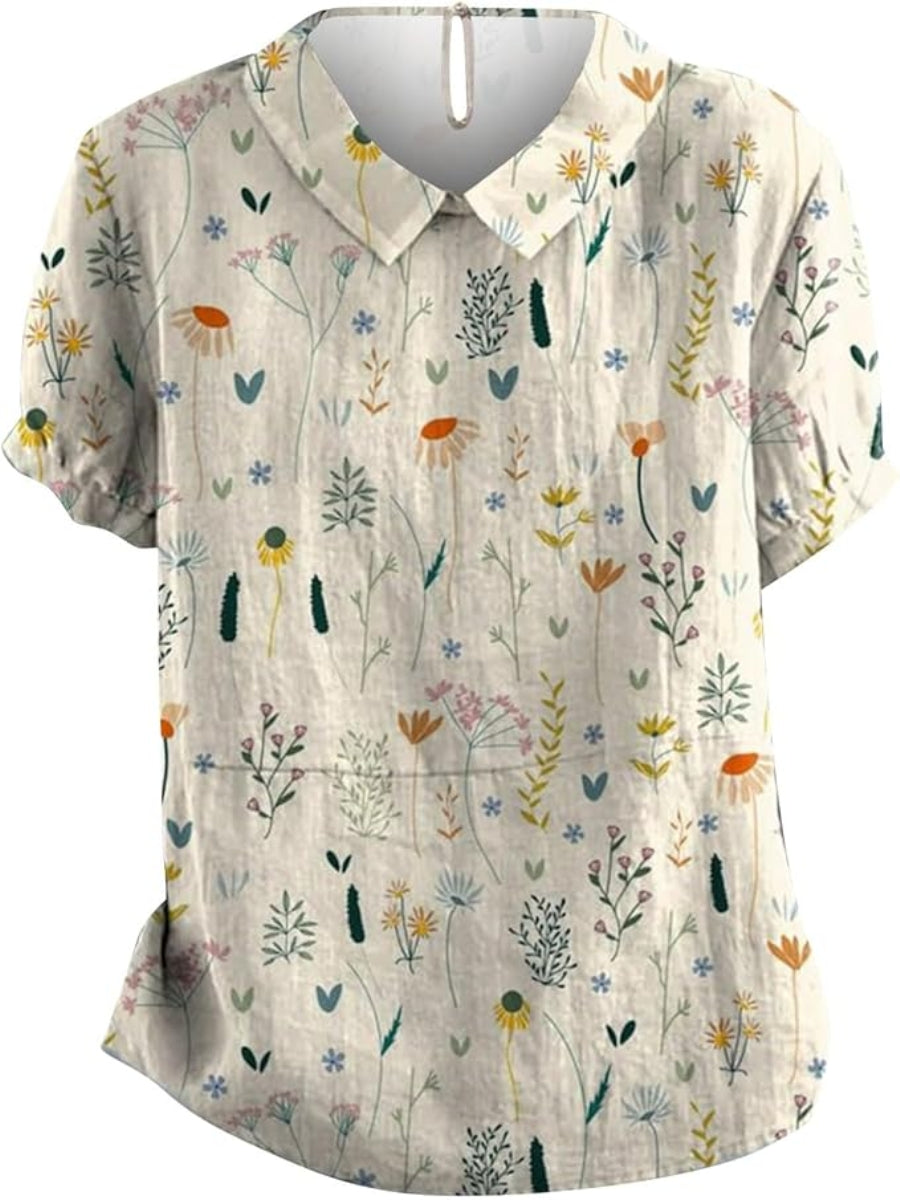 Short Sleeve Wildflower Print Blouse - Mable
