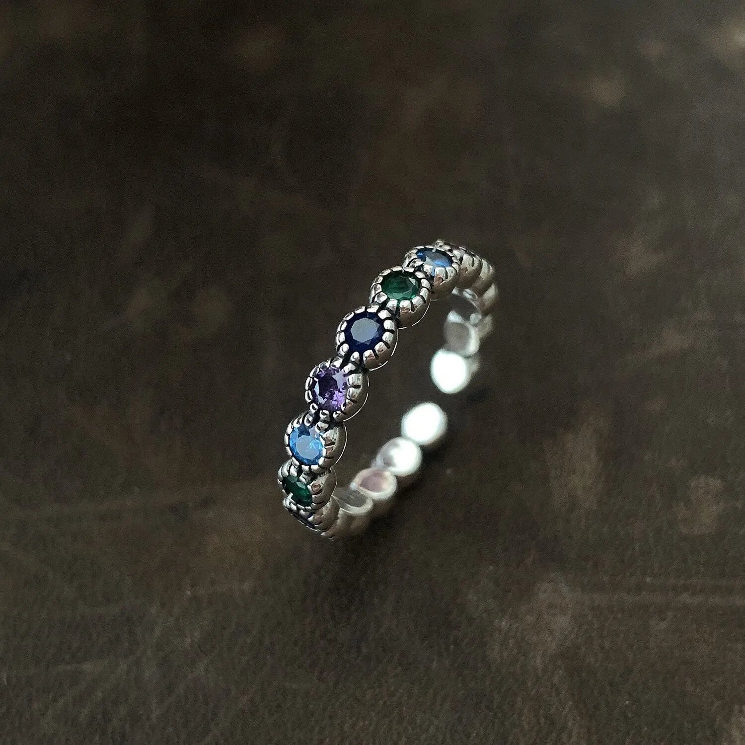Silberner Blumensteinring - EleganzRing 