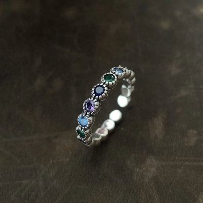 Silberner Blumensteinring - EleganzRing 