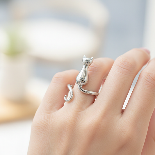 Silberring Mit Katzenmotiv - MidnightRing 