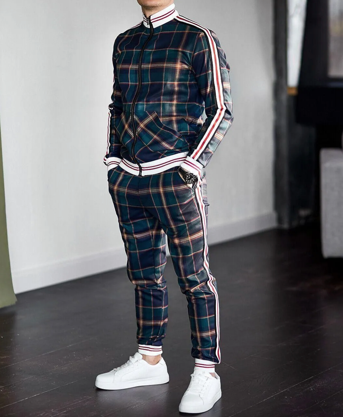 Slim Fit Jogger Set Mit Stehkragen - Riccardo