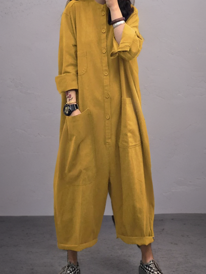 Herbstlicher Jumpsuit mit weitem Schnitt Damen – Livia