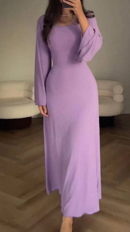 Elegantes Bodycon-Maxikleid mit Schnürung – Herbstzauber Valencia