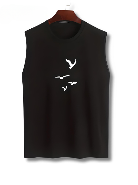 Ärmelloses Shirt mit Vogelprint Baumwolle Sommerlook - Noah (1+1 GRATIS)
