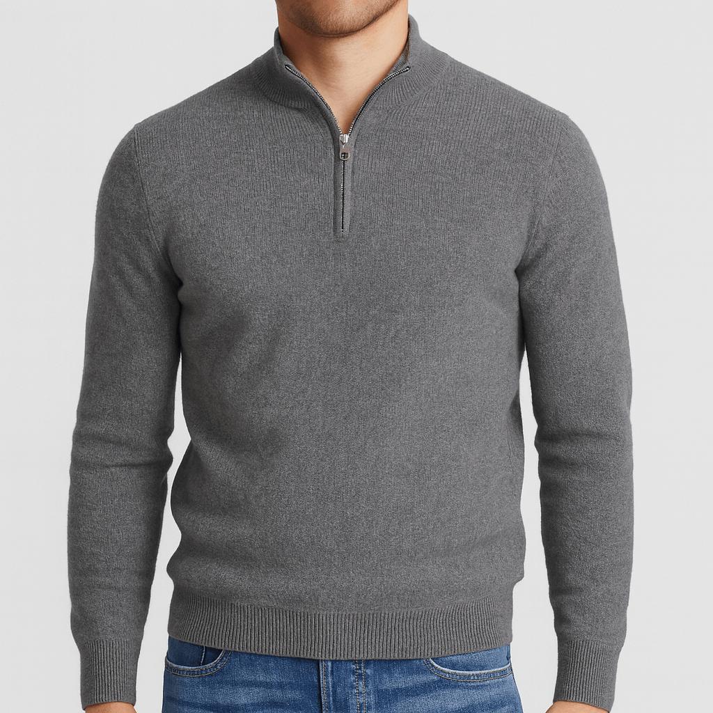 Herren Merinowollpullover mit V-Ausschnitt in Grau, andere Ansicht