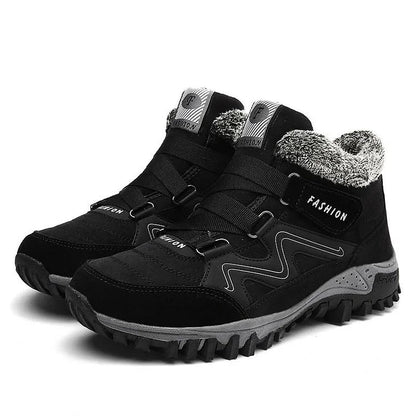Schwarze thermische Schuhe, gefüttert, rutschfest, Outdoor-Winterschuhe für Herren.