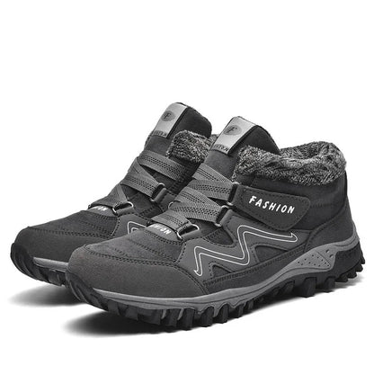 Graue thermische Schuhe, gefüttert, rutschfest, Outdoor-Wanderschuhe für Herren.