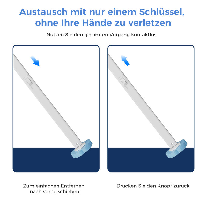 Schemazeichnung zum Lösen und Zurückschieben des Schwammaufsatzes am Stiel