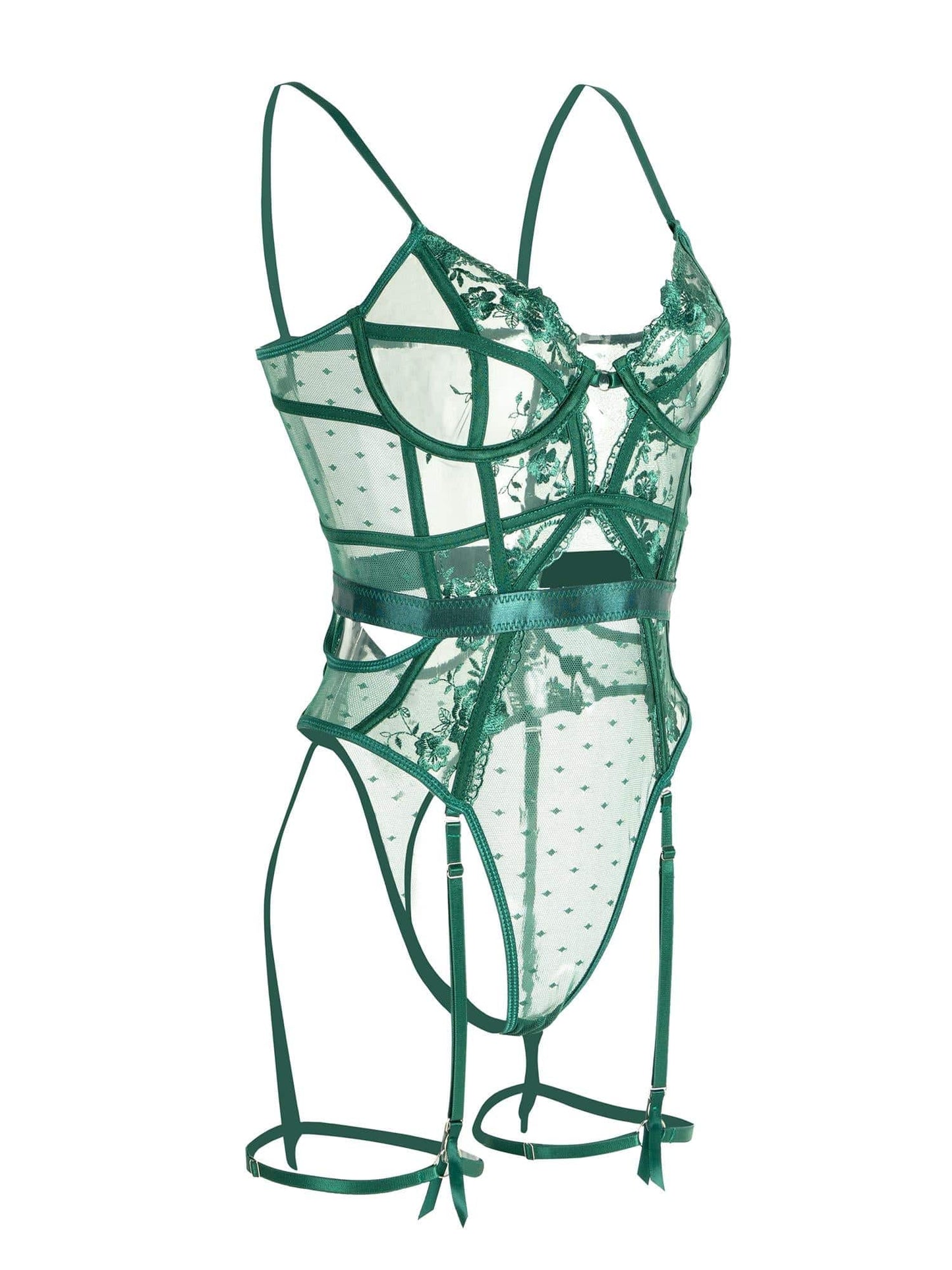 Transparenter Spitzen Body Mit Straps - Alissa