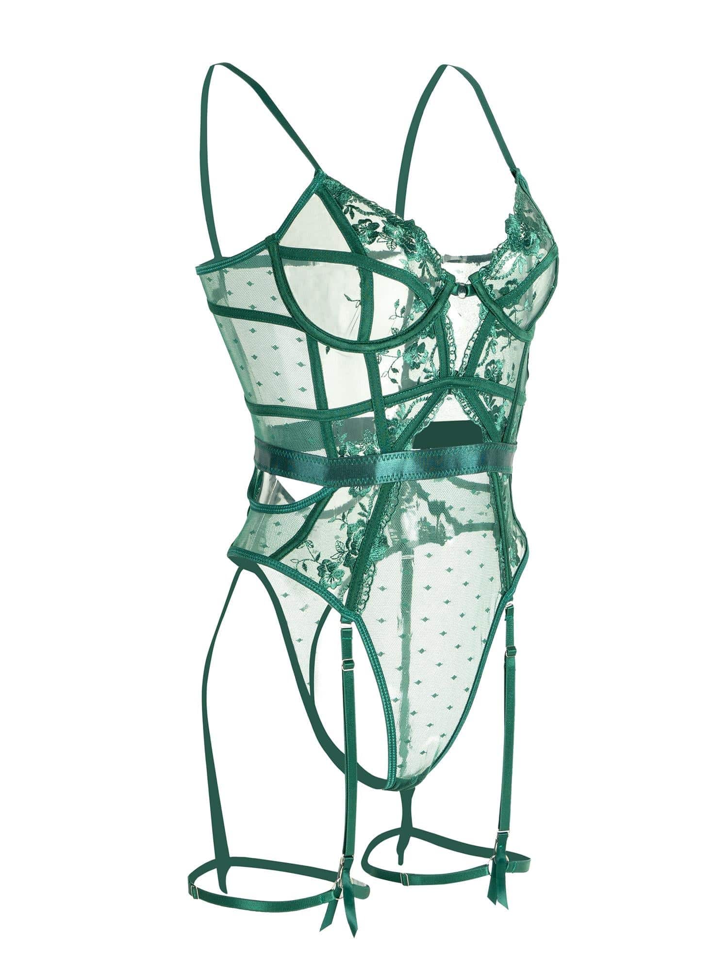 Transparenter Spitzen Body Mit Straps - Alissa