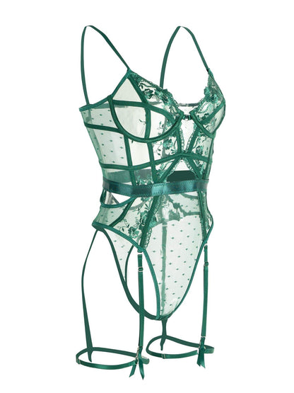 Transparenter Spitzen Body Mit Straps - Alissa