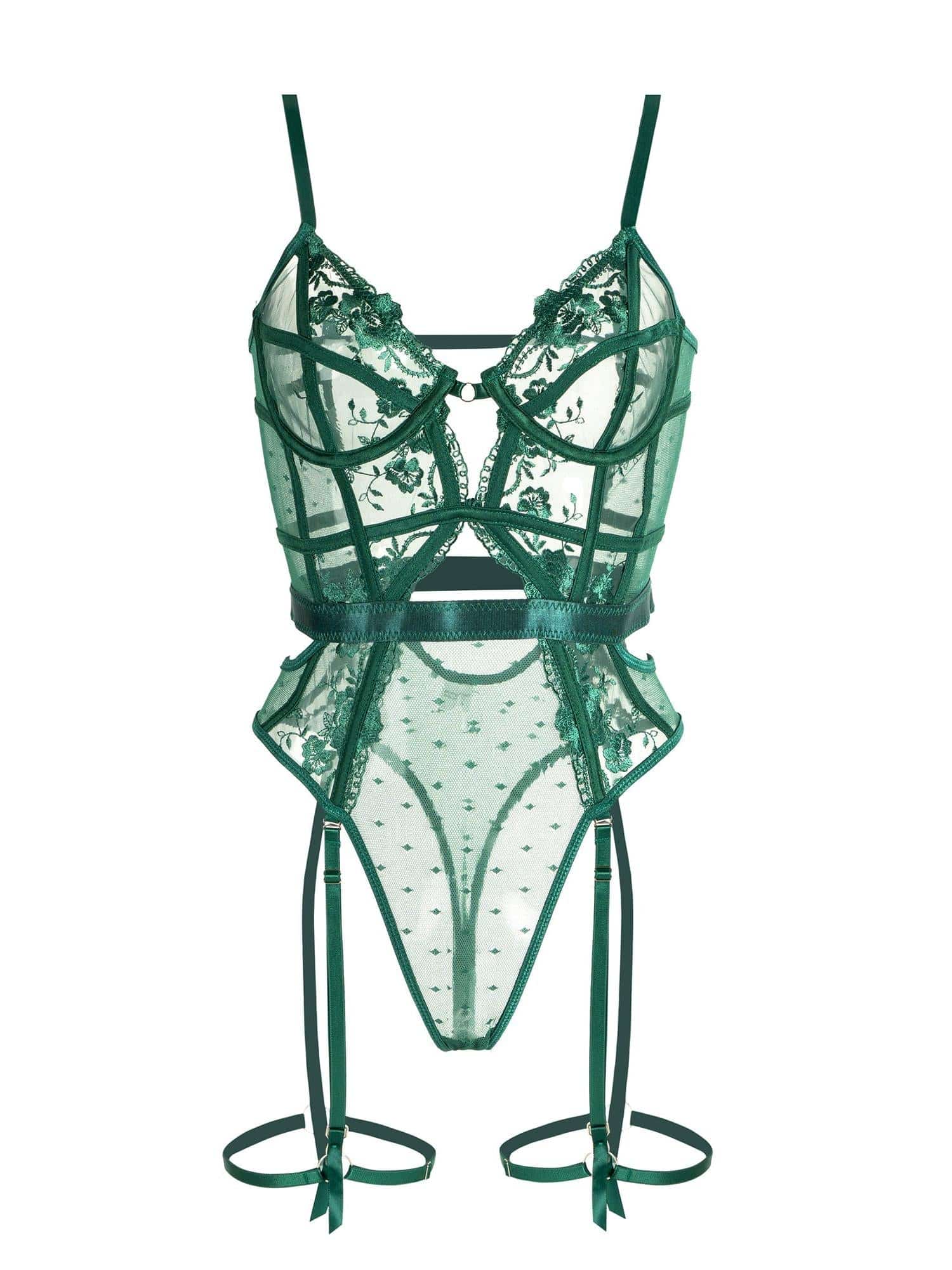 Transparenter Spitzen Body Mit Straps - Alissa