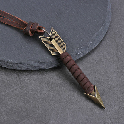 Unisex-Halskette Aus Leder - ArrowCharm 