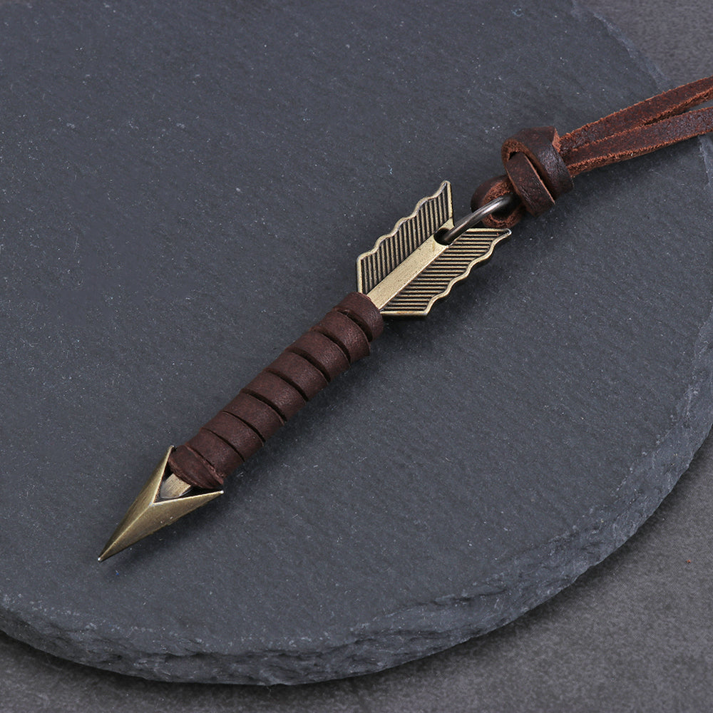 Unisex-Halskette Aus Leder - ArrowCharm 