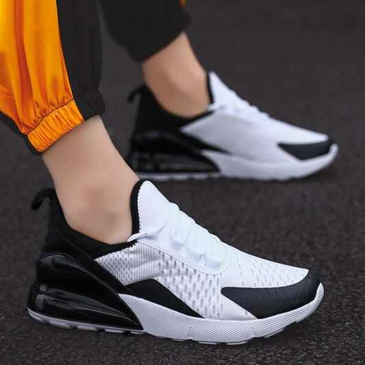 Unisex-Sneaker, weiß-schwarz, atmungsaktiv, Straßenlauf, modisch, sportlich, bequem.