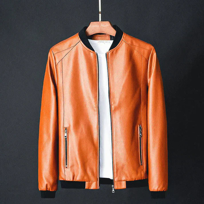 Stilvolle Herren Lederjacke aus Kunstleder mit herbstlichen Präzisionsdetails – Tarek