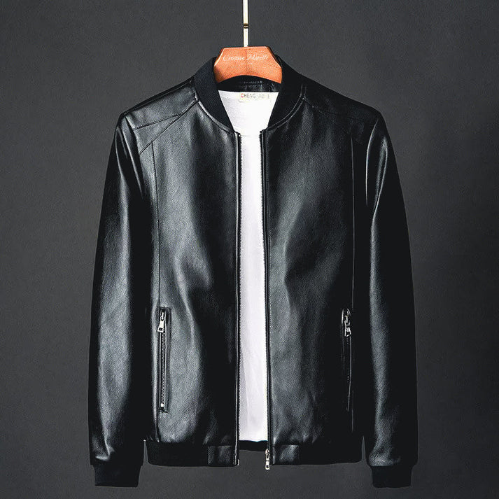 Stilvolle Herren Lederjacke aus Kunstleder mit herbstlichen Präzisionsdetails – Tarek