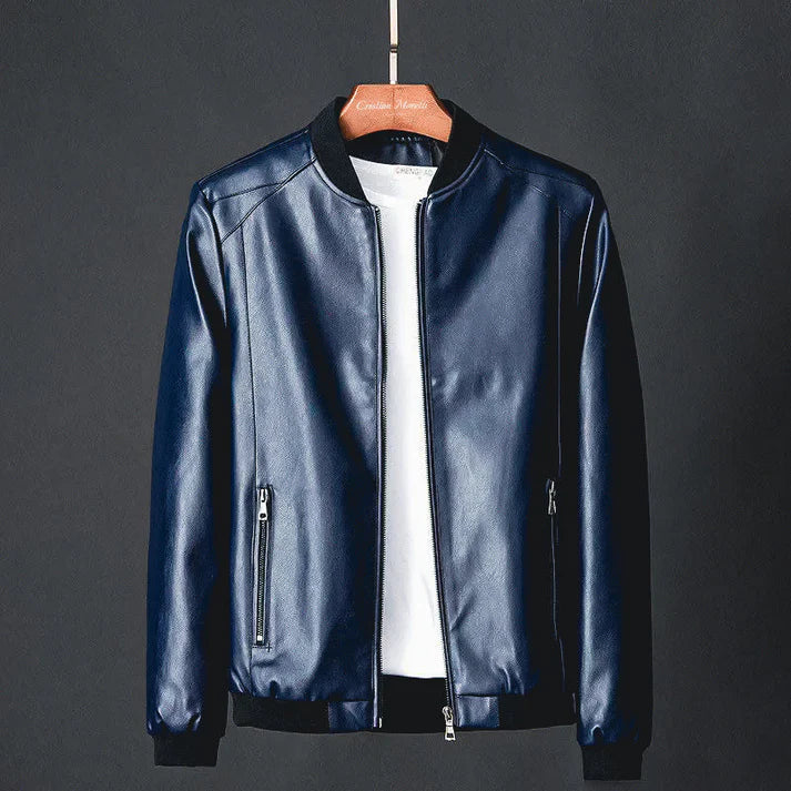 Stilvolle Herren Lederjacke aus Kunstleder mit herbstlichen Präzisionsdetails – Tarek