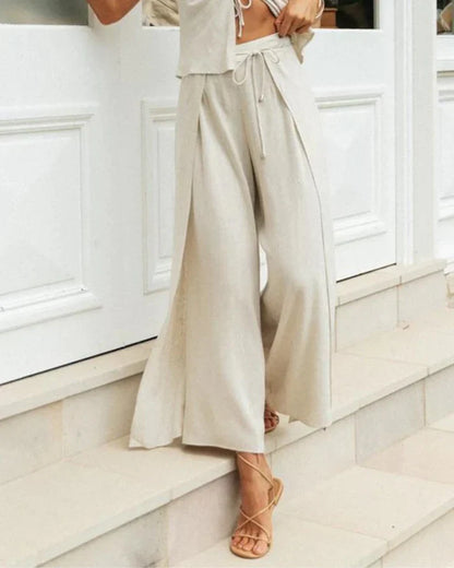 Baumwoll-Zweiteiler Damen Set mit Rundhals und Relaxhose – Tilda