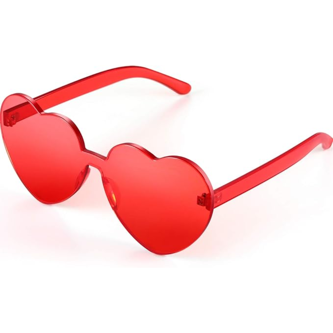 Trendige Herz-Sonnenbrille ohne Rahmen in Transparent-Optik - HerzBlitz