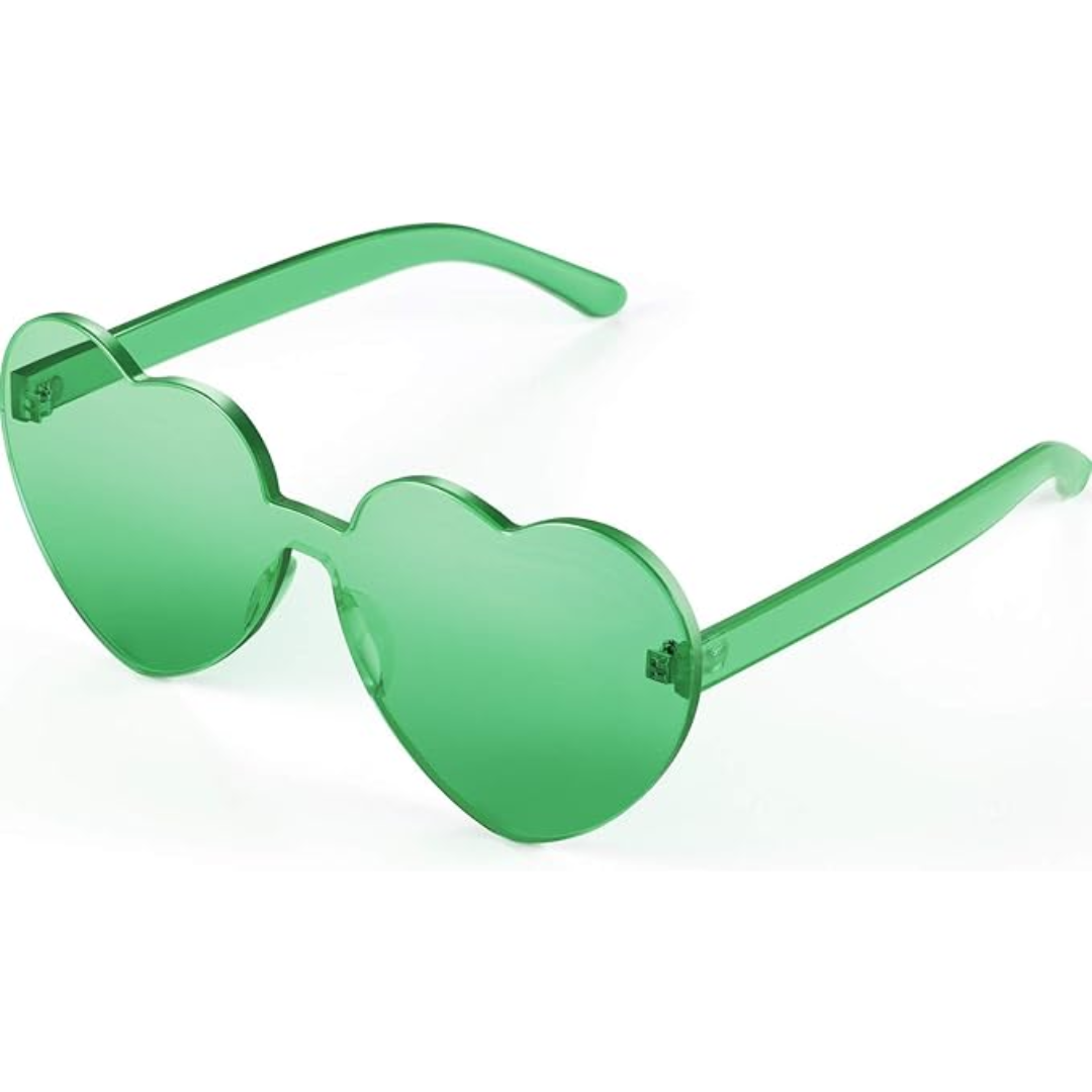 Trendige Herz-Sonnenbrille ohne Rahmen in Transparent-Optik - HerzBlitz