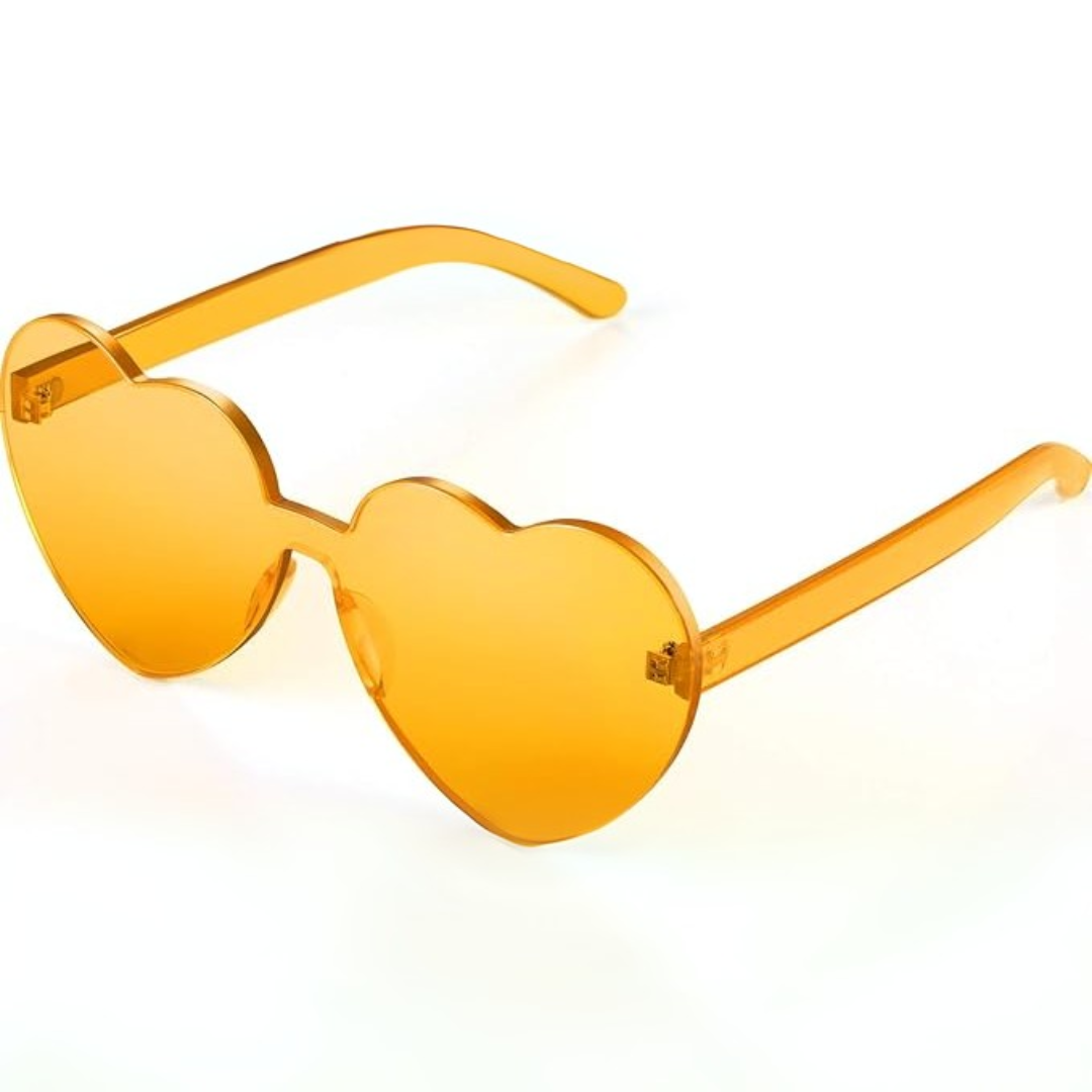 Trendige Herz-Sonnenbrille ohne Rahmen in Transparent-Optik - HerzBlitz