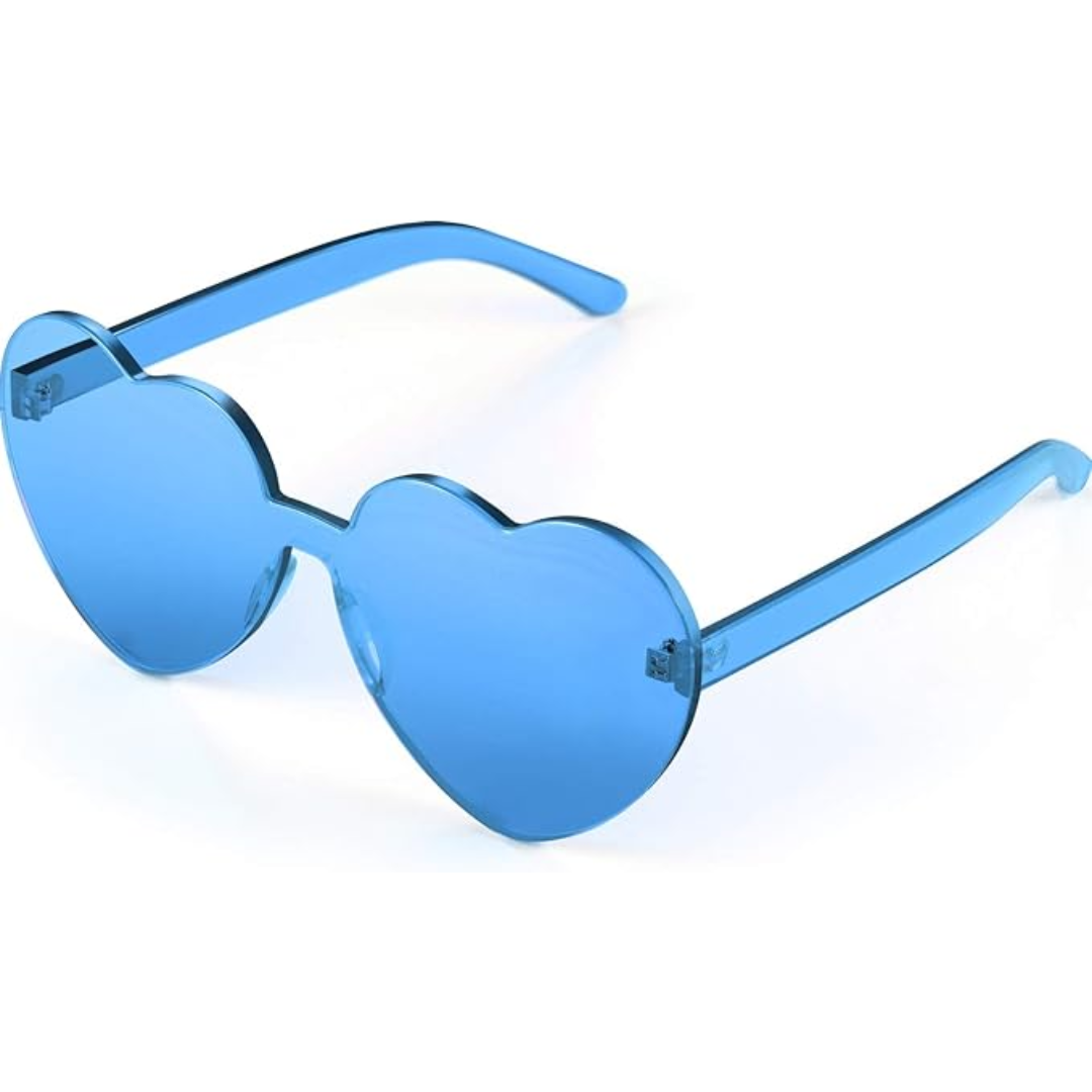 Trendige Herz-Sonnenbrille ohne Rahmen in Transparent-Optik - HerzBlitz