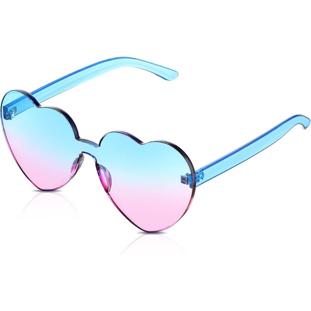 Trendige Herz-Sonnenbrille ohne Rahmen in Transparent-Optik - HerzBlitz