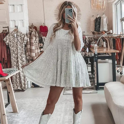 Funkelndes Herbstlaub-Pailletten-Partykleid – Luna