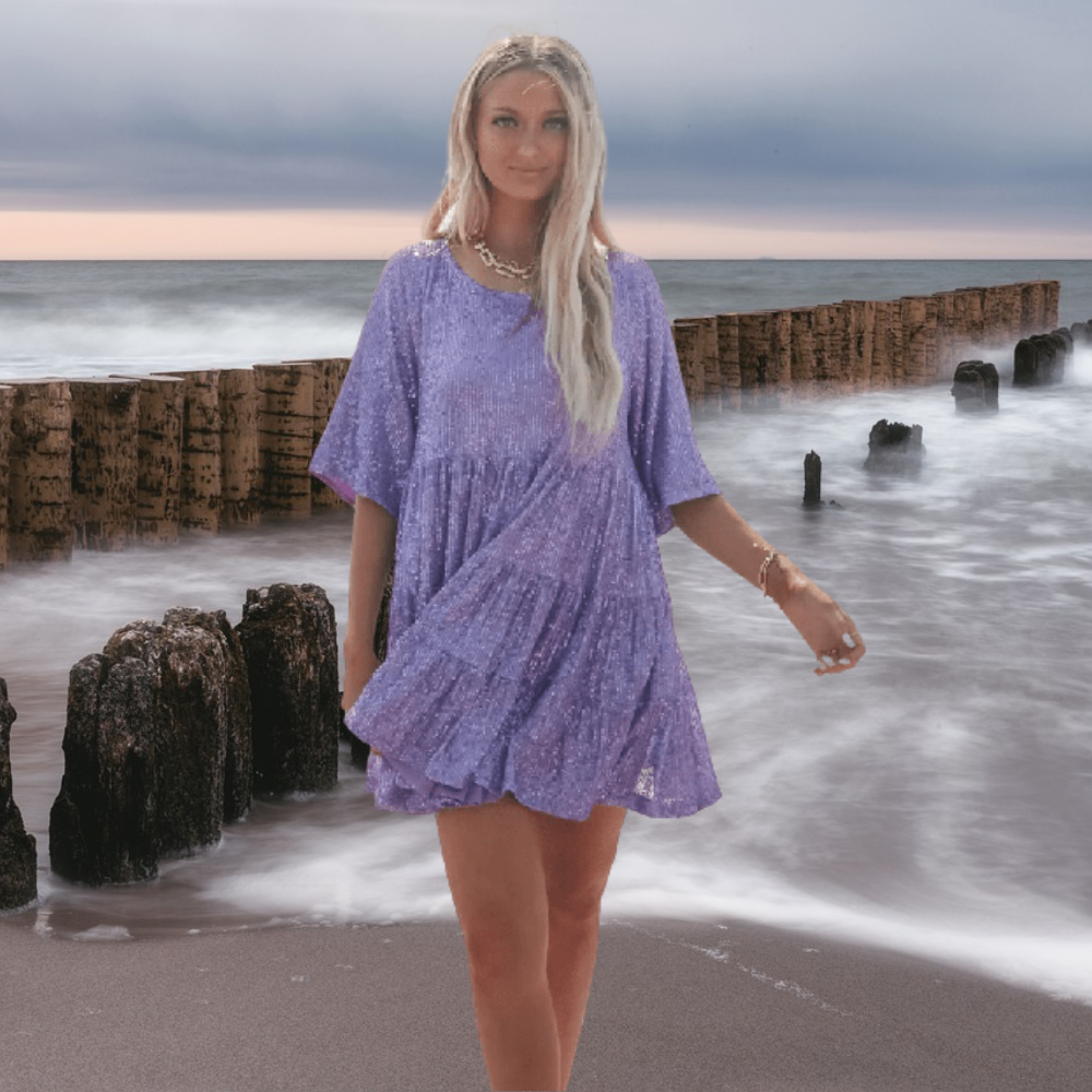 Funkelndes Herbstlaub-Pailletten-Partykleid – Luna