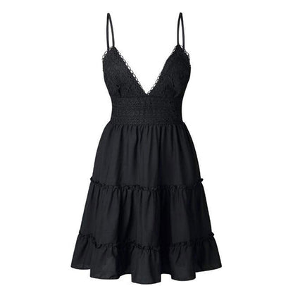 Luftige & stilvolle Mini-Trägerkleid mit V-Ausschnitt – Melina