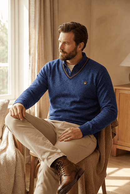 V Ausschnitt Pullover Mit Kragen - Ian