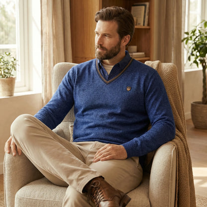 V Ausschnitt Pullover Mit Kragen - Ian