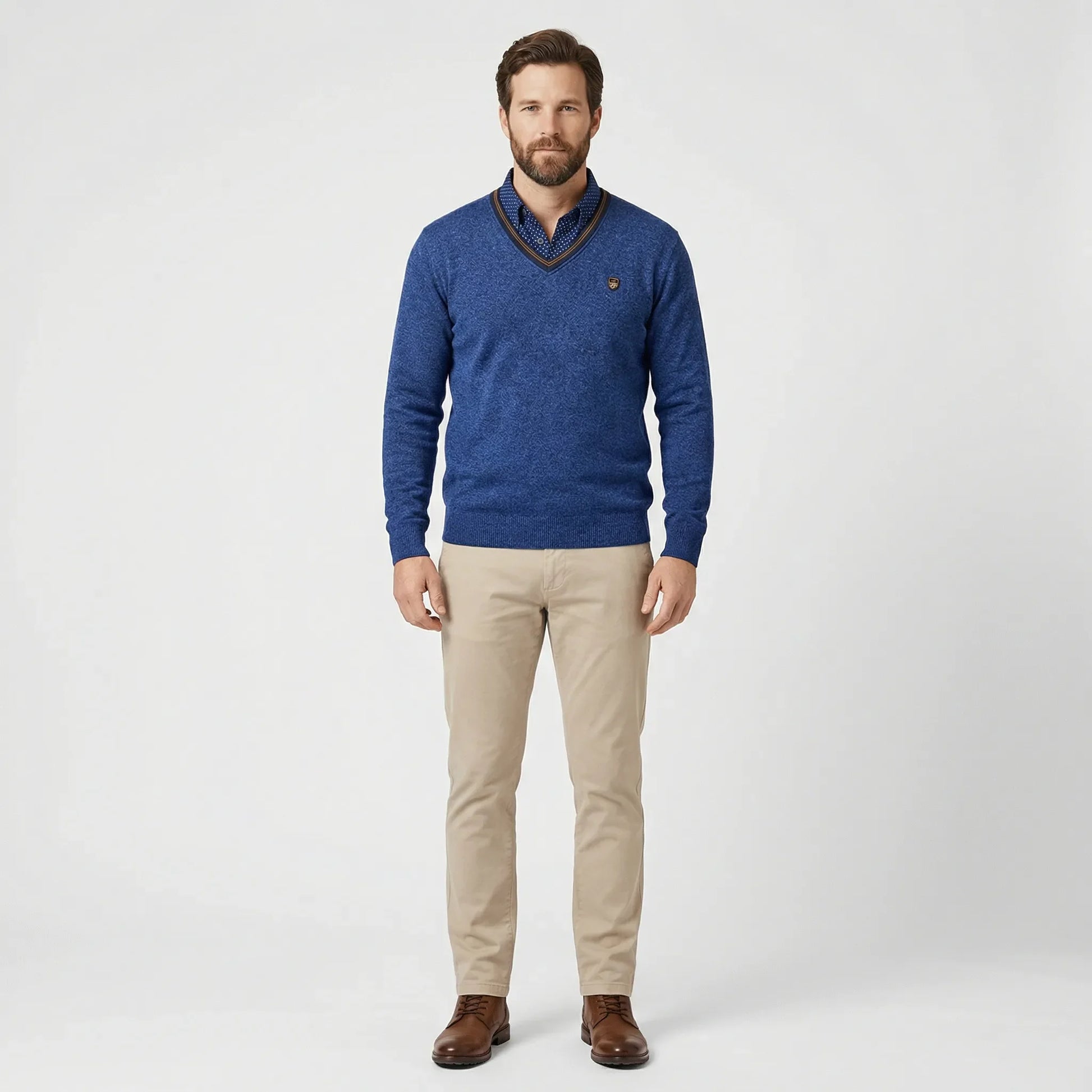V Ausschnitt Pullover Mit Kragen - Ian