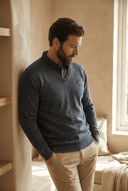 V Ausschnitt Pullover Mit Kragen - Ian