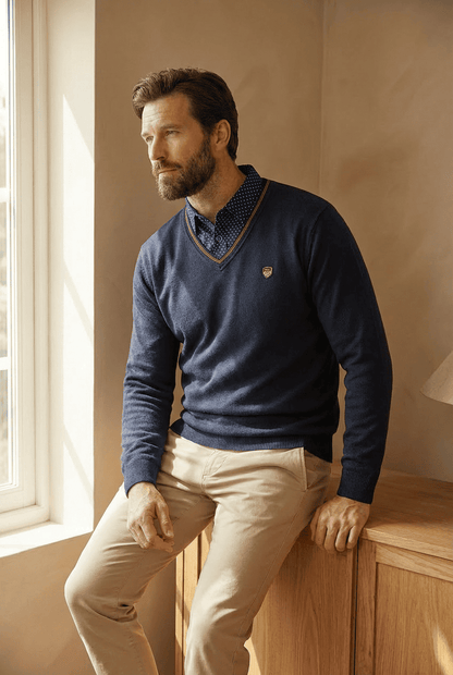 V Ausschnitt Pullover Mit Kragen - Ian