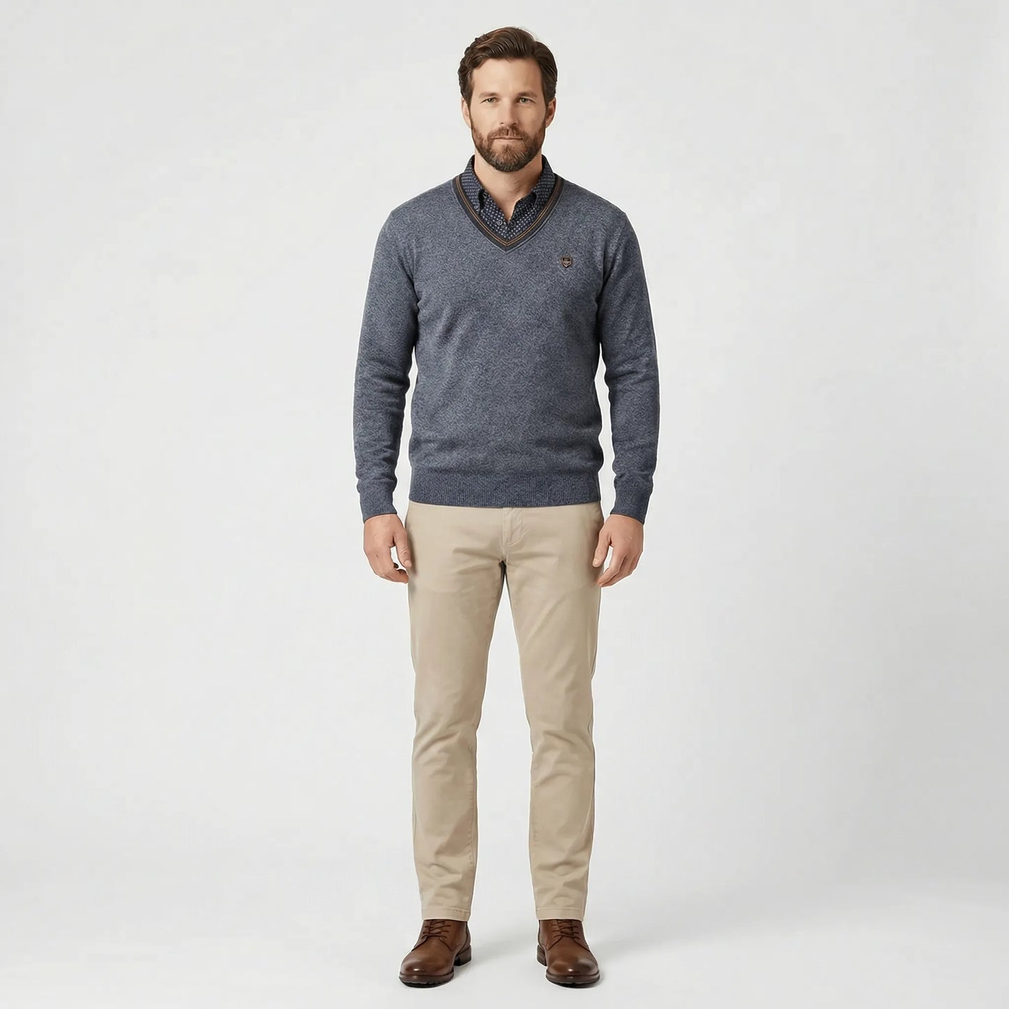 V Ausschnitt Pullover Mit Kragen - Ian