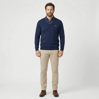 V Ausschnitt Pullover Mit Kragen - Ian