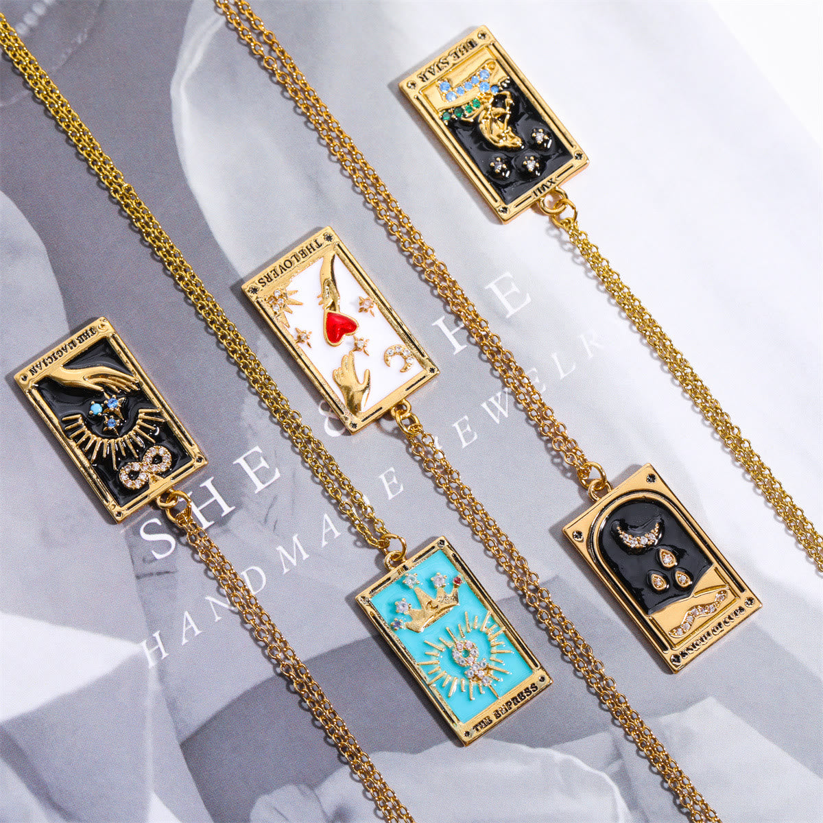 Vergoldete Tropfen-Halskette - TarotJewelry 
