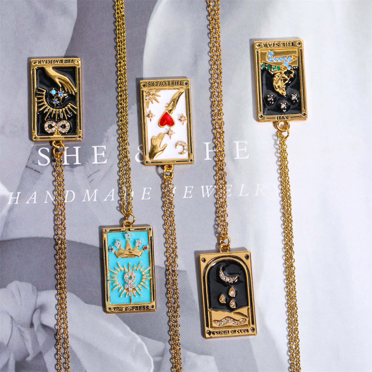 Vergoldete Tropfen-Halskette - TarotJewelry 