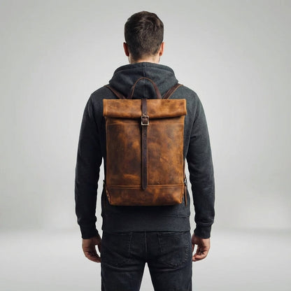 Vintage Crazy Horse Leren Rugzak - TrailForge