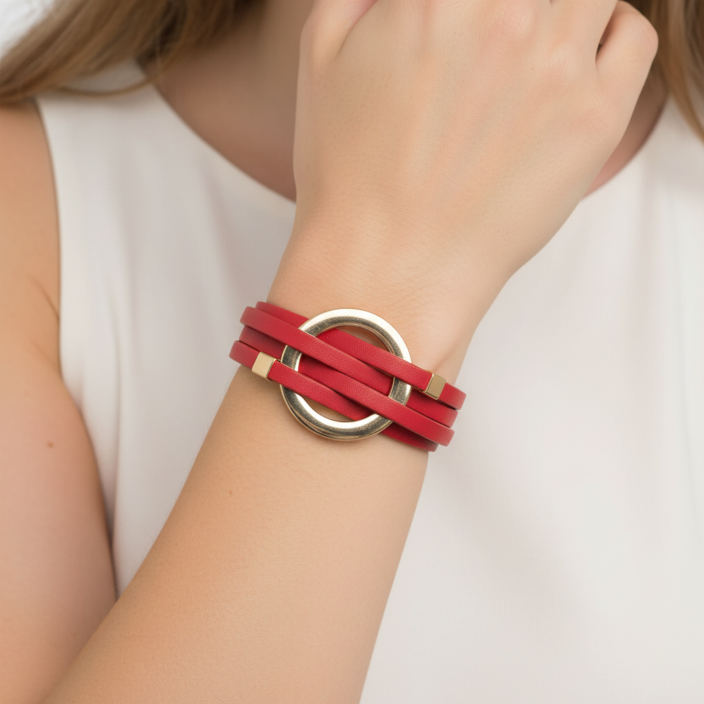 Wickelarmband Mit Magnetverschluss - LeatherWrap 