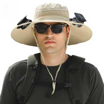 Outdoor-Sonnenhut mit integriertem Solarlüfter – CoolBreeze Solar
