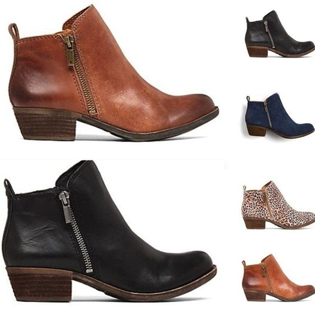 Lernen Damen Stiefeletten mit Blockabsatz und seitlichem Reißverschluss – Marit
